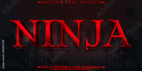 Ninja samurai text effect, editable kungfu and warrior text style