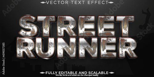 Runner street text effect, editable metallic and urban text style