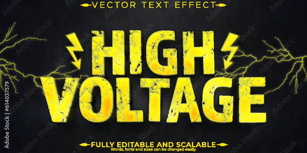 High voltage electric text effect, editable power and danger text style - obrazy, fototapety, plakaty 