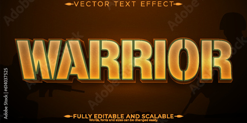 Warrior text effect, editable sword and soldier text style