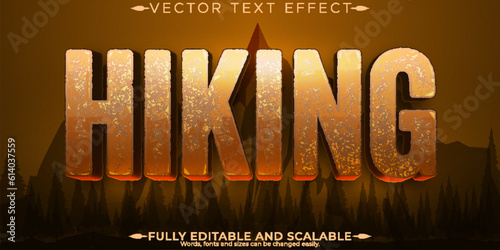 Hiking adventure text effect, editable mountain and trekking text style