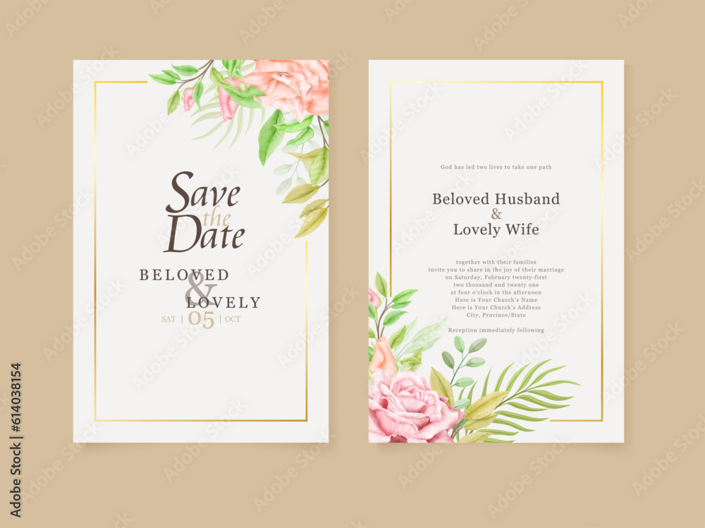 Wonderful Roses Watercolor Wedding Invitation Card