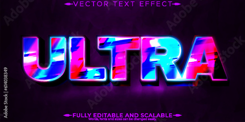 Ultra gaming text effect, editable future and metallic text style