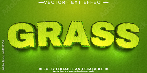 Grass green text effect, editable nature and plant text style