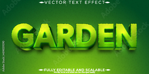 Garden green text effect, editable nature and plant text style