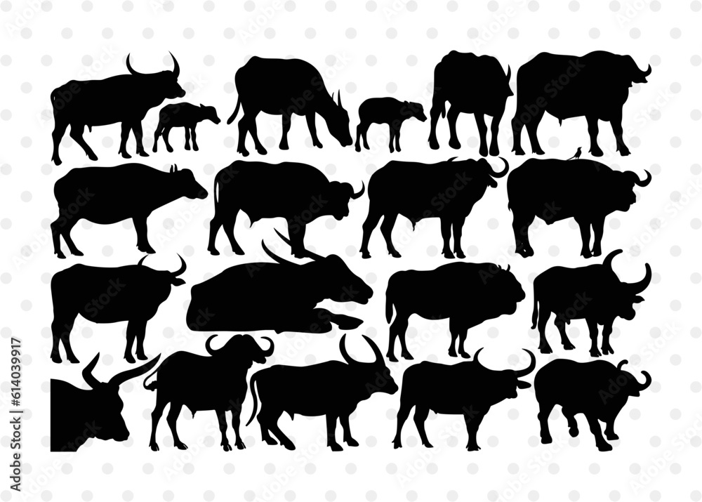 Buffalo Silhouette, Buffalo SVG, Bull Rider Svg, Bison Svg, Animal Svg, Buffalo Bundle, SB00231