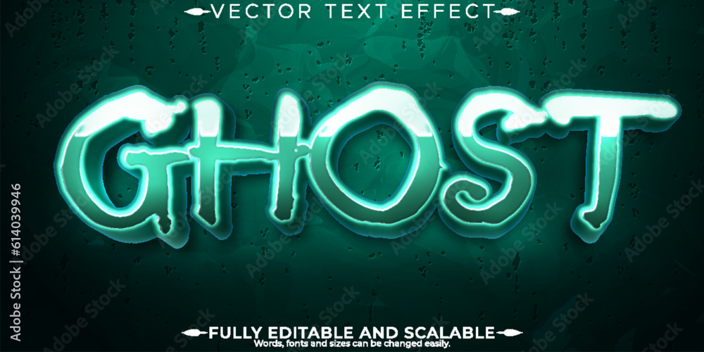Editable text effect ghost, 3d scary and mist font style