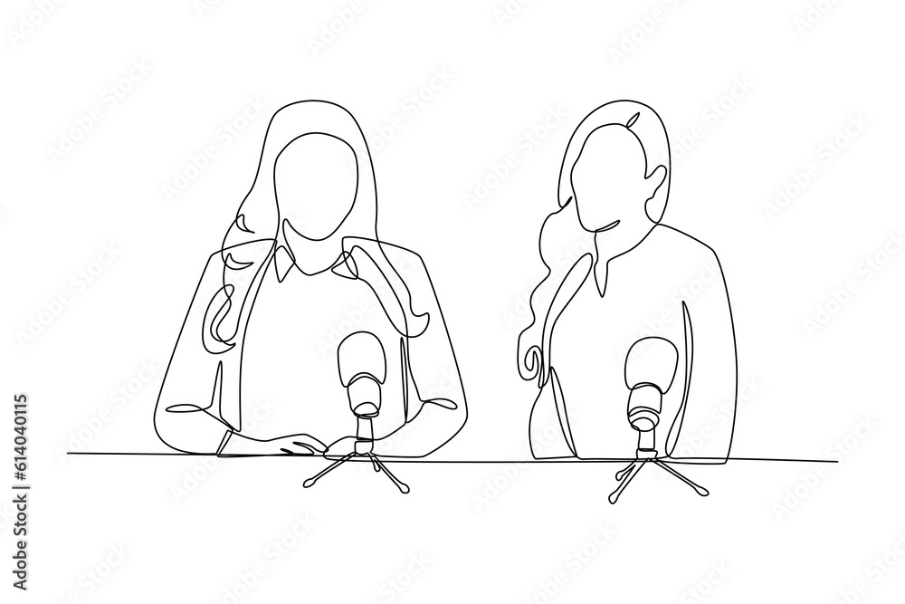 Single one line drawing podcast concept. Continuous line draw design graphic vector illustration. Single one line drawing podcast concept. Continuous line draw design graphic vector illustration.