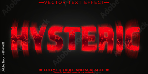 Editable text effect horror, 3d hysteric and blood font style