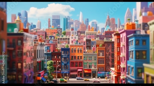 Vibrant and colourful cityscape