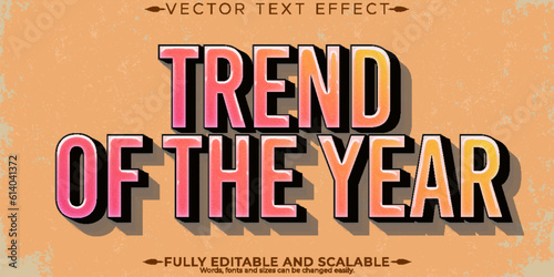 Trend text effect, editable retro and cool text style