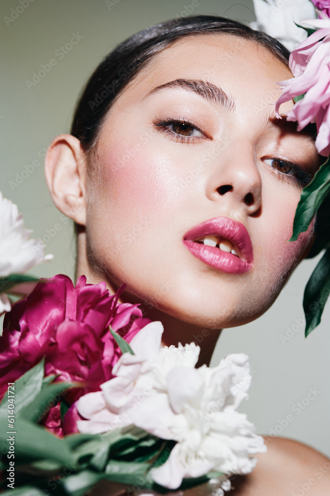 woman portrait makeup pink make-up face flower blush model girl beauty woman portrait makeup pink make-up face flower blush model girl beauty