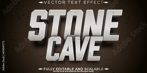 Stone rock text effect, editable mountain game banner text style