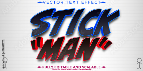 Stick man text effect, editable game logo and funny text style