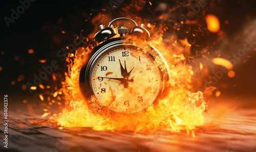 Time crunch, Burning clock working overtime to finish work,Shopping time clock for last minute offer. 