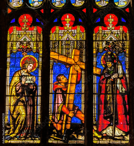 Fototapeta Simon Cross Stained Glass St John Baptist Cathedral Lyon France