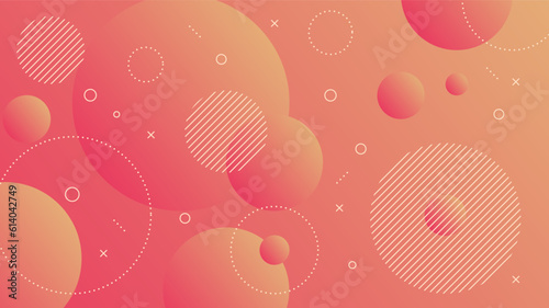 Modern Abstract Background with Motion Round Retro Memphis and Red Peach Gradient Color