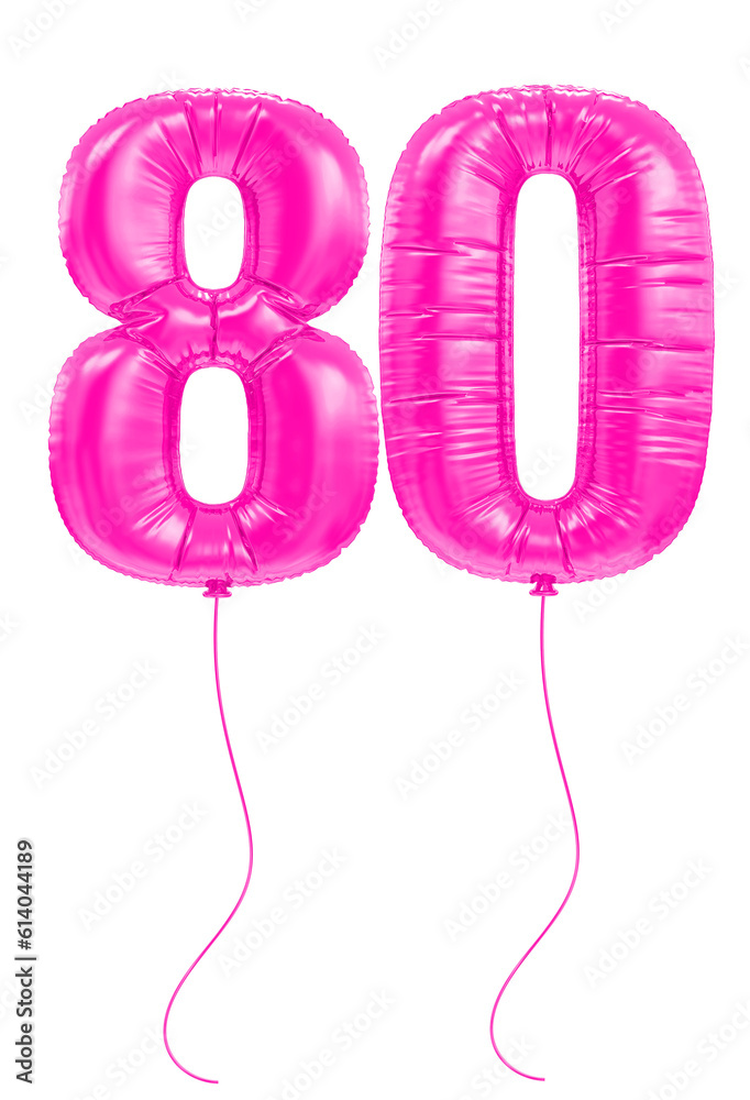 80 Pink Balloons Number