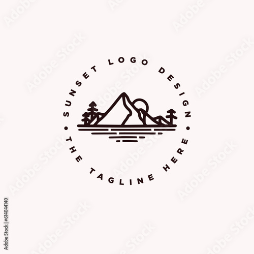 Mountain rock and hills icon simple clean logo design inspiration