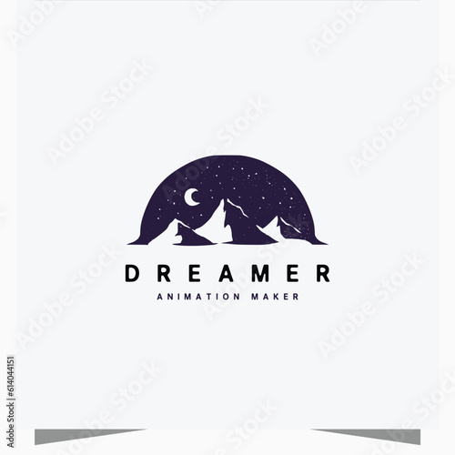 Mountain rock and hills icon simple clean logo design inspiration
