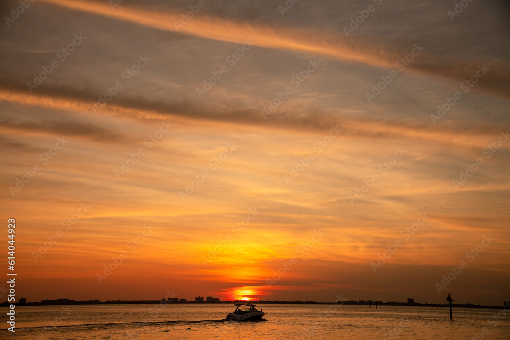 Boat at sunset Florida