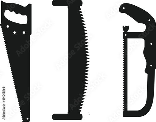 black silhouette of Hand saws vector 