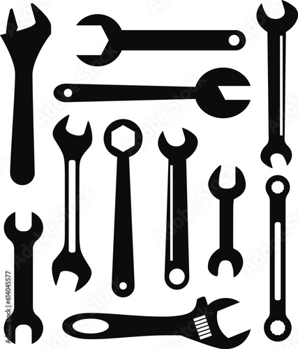  Black silhouette of Wrenches 