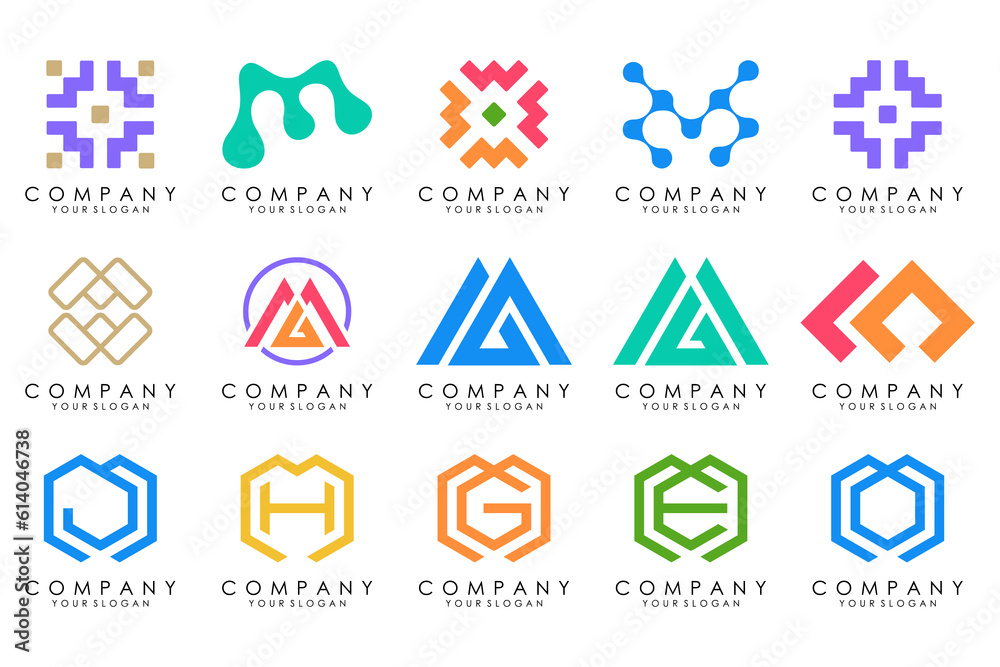 Set of letter M logo design vector. Collection of modern M letter design in colorful. Set of letter M logo design vector. Collection of modern M letter design in colorful.