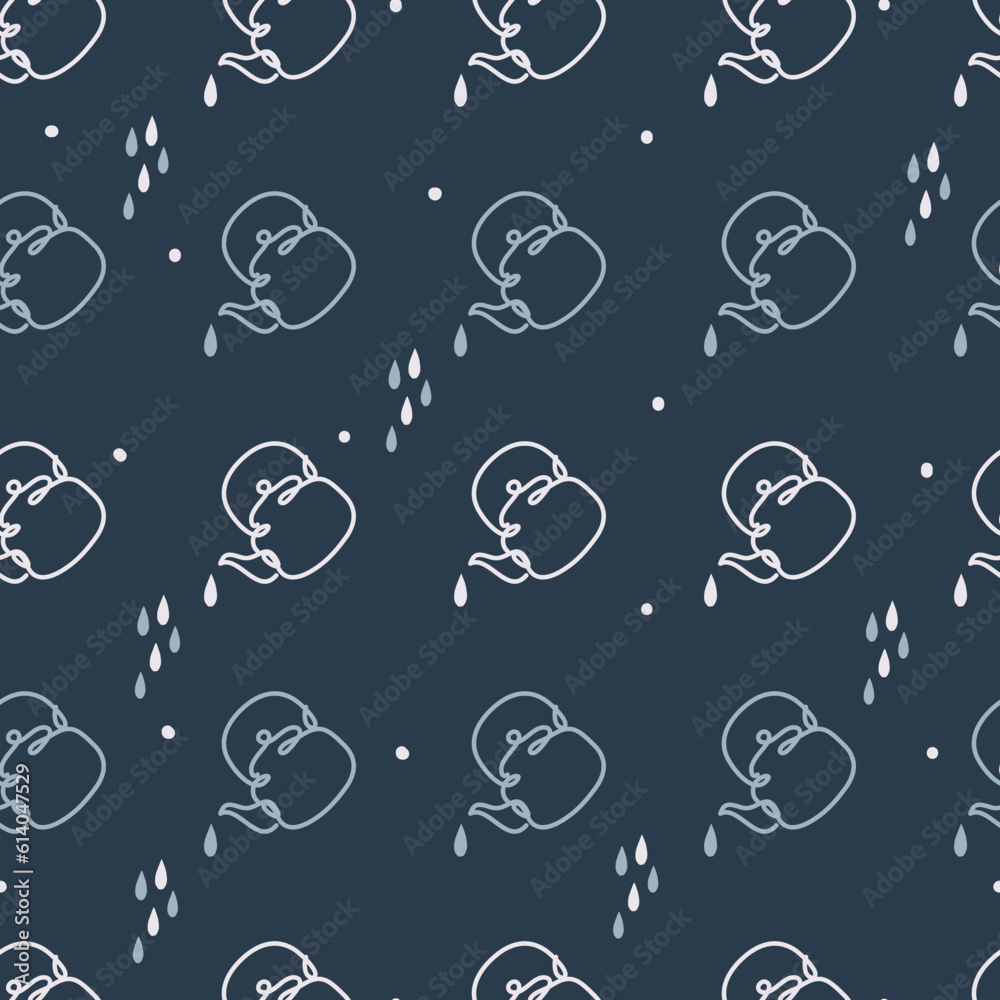 Water Pouring Kettles Vector Graphic Line Art Seamless Pattern Water Pouring Kettles Vector Graphic Line Art Seamless Pattern