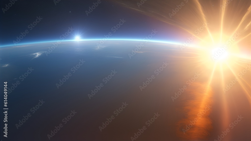 sunrise over the earth, Earth seen from space. Generative AI
