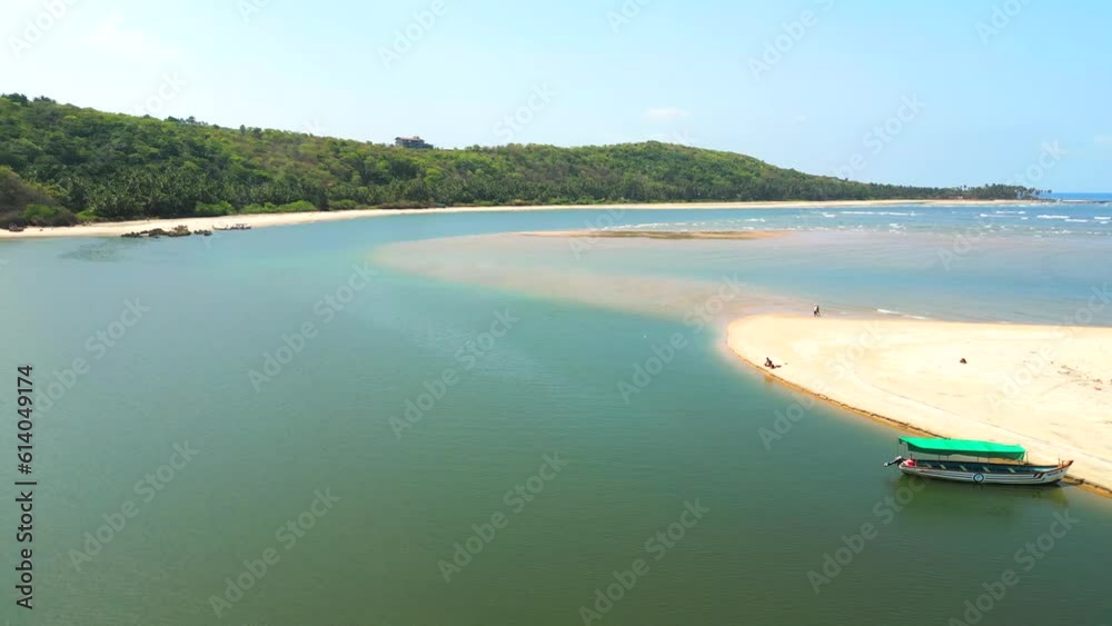 Devbag Beach drone moving closer to river in Malvan Devbag Beach drone moving closer to river in Malvan