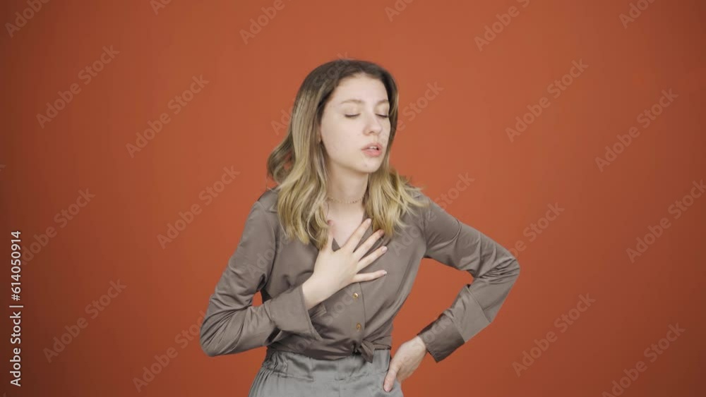 Young woman with shortness of breath. Young woman with shortness of breath.