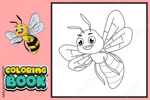 coloring book for kids bee