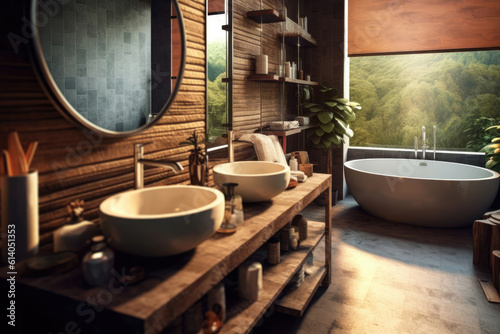 Bathroom interior with sink and faucet