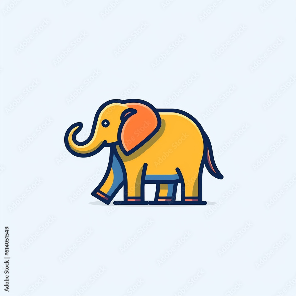  A vector icon depicting an [elephant], designed in a modern line art style created with generative AI software