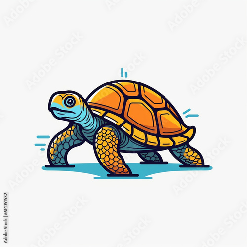 A modern line art style icon of a [turtle] created with generative AI software