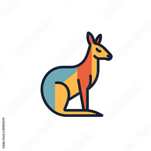  A modern line art style vector icon representing a  kangaroo  created with generative AI software