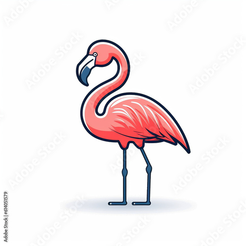 An icon depicting a  flamingo   designed in a modern line art style created with generative AI software