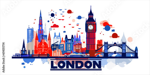 London Skyline Colour Vector Illustration