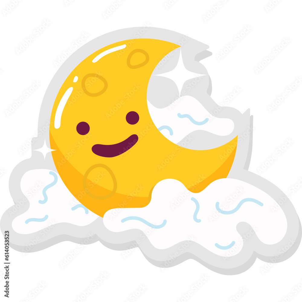 Vector set of cute stars and moon - good night elements for sticker or badge design.