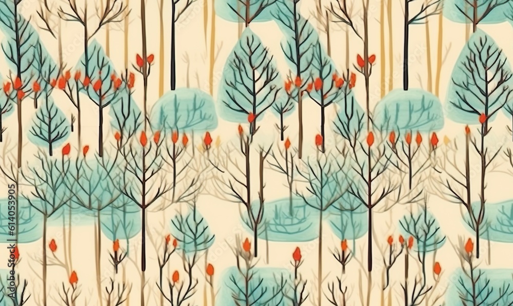 fir woods in water style seamless pattern fir woods in water style seamless pattern