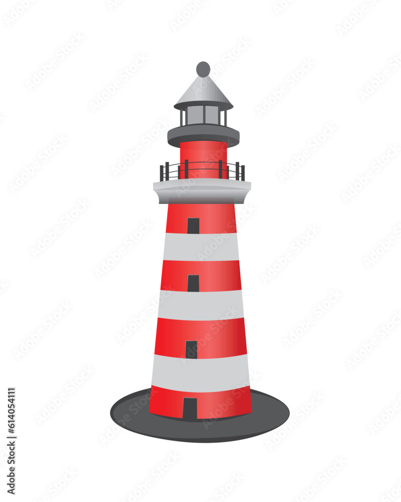 Lighthouse tower vector isolated on white. Navigational lighthouse. Lighthouse tower vector isolated on white. Navigational lighthouse.