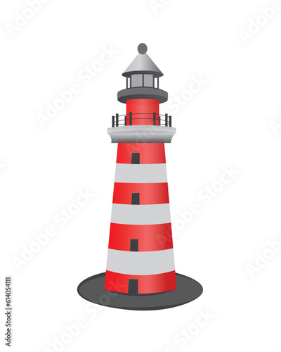 Lighthouse tower vector isolated on white. Navigational lighthouse.