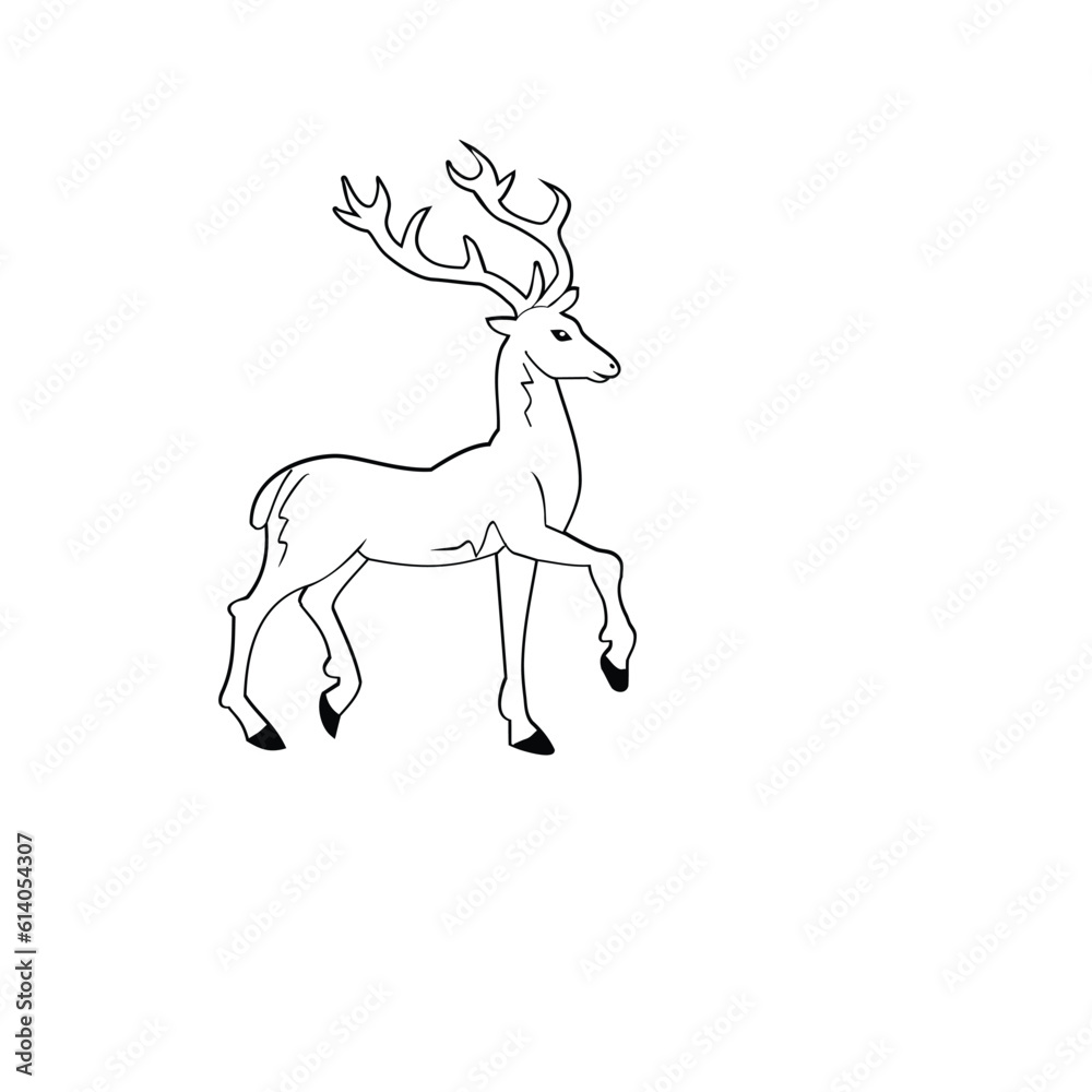 Obraz premium Deer illustration. Isolated on white background. Vector illustration.