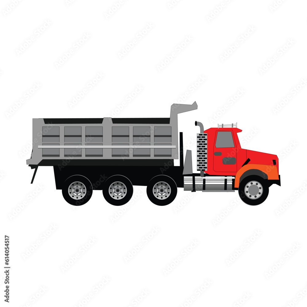 Vector illustration of dump truck. Collection of dump truck vector icon for stock.