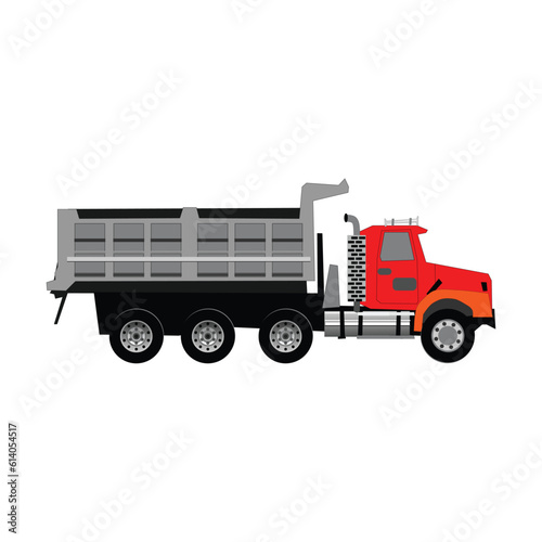 Vector illustration of dump truck. Collection of dump truck vector icon for stock.