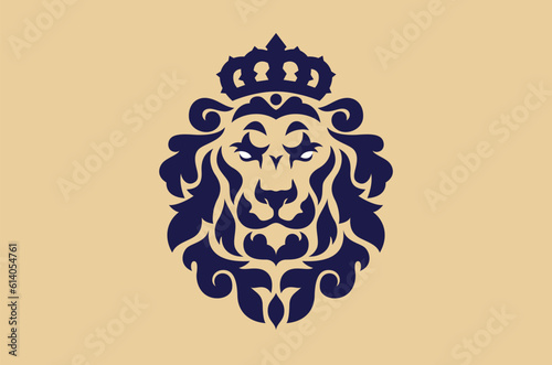 Vintage Design of Lion Head with Crown