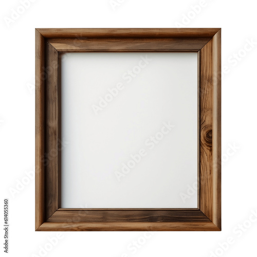 Wooden square frame isolated on transparent background, 2:3 ratio square painted natural brown wooden frame for poster, photo, picture, image, painting, wall art mock up. generative ai