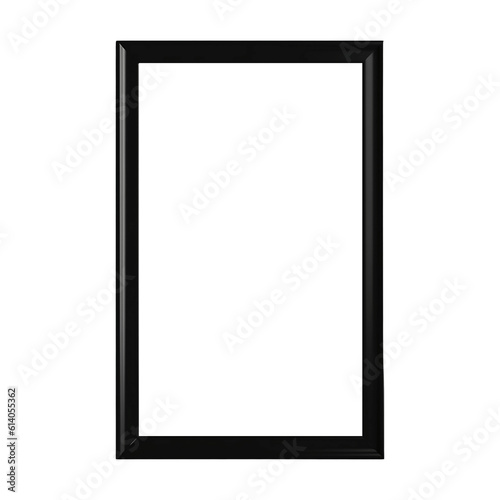 Black frame isolated on transparent background. Modern tall portrait vertical frame border for design picture, presentation, art, photo, poster, painting, wall art, artwork mock up. generative ai