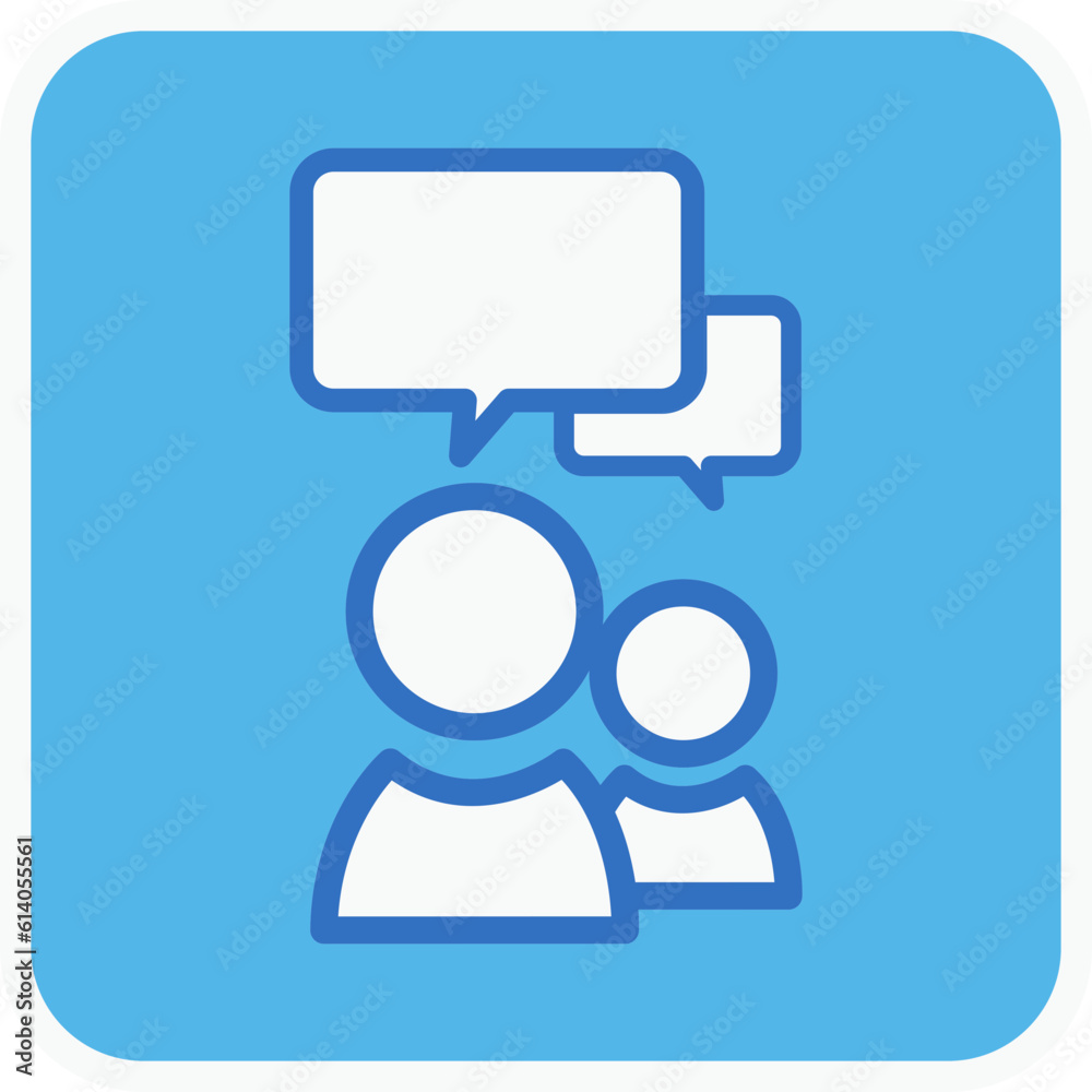 Naklejka premium conversation flat icon in square.